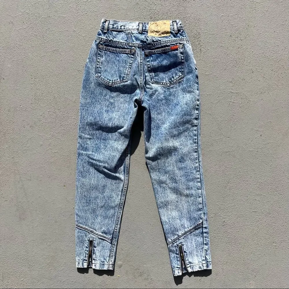Vintage 80s 90s bonjour high-rise acid wash zipper ankle jeans